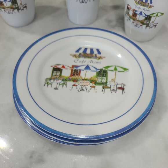 Miracle Cafe Mimi Melamine Melmac Plastic 4 each Salad Plates, Tumblers and Coff - Picture 2 of 6
